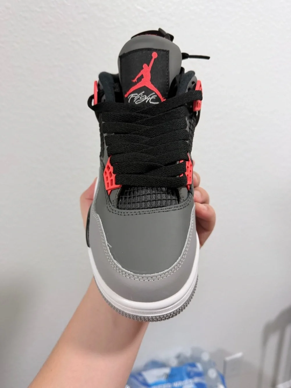 Nike  Air Jordan 4 Retro Men’s Shoes - Grey/Black/Infrared - Picture 4 of 7